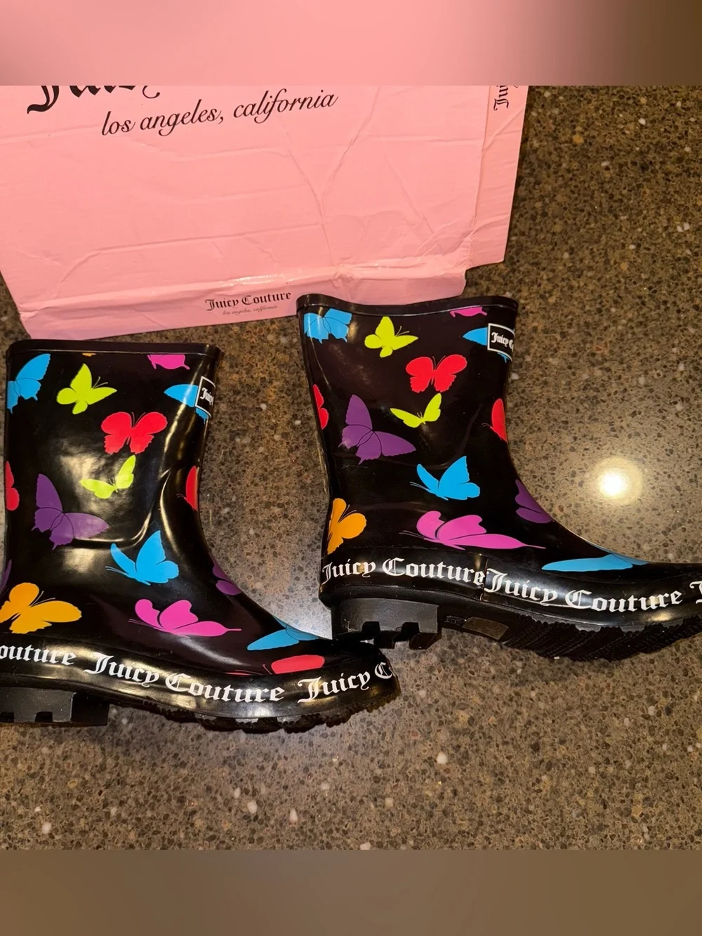 NEW JUICY COUTURE Colorful Butterfly Rain boots - Size 9